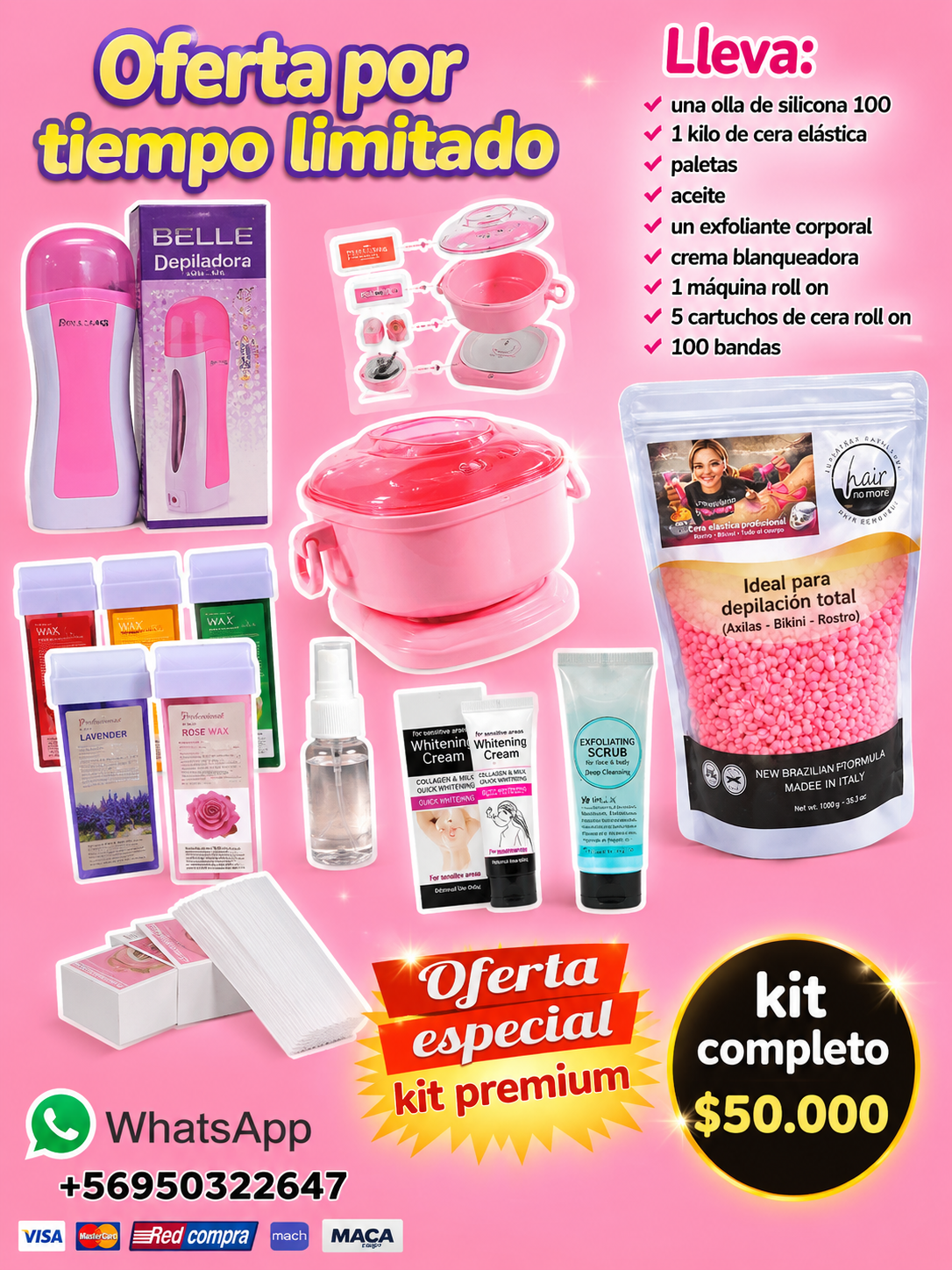 Kit premium roll on y cera elástica