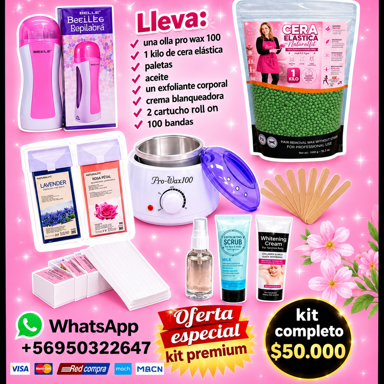 Kit premium roll on y cera elástica